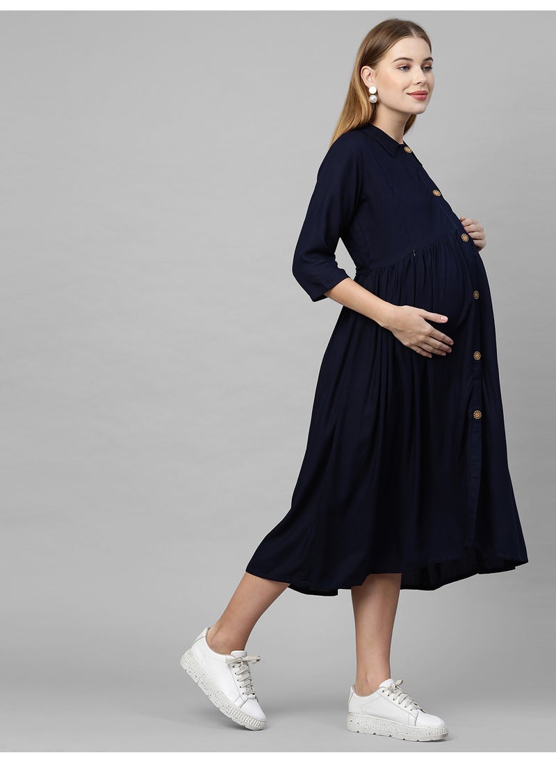 TUMMY Women's Rayon Maternity & Nursing Dress