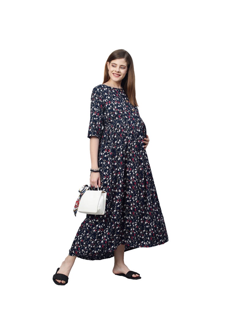 TUMMY Women's Rayon Maternity & Nursing Dress