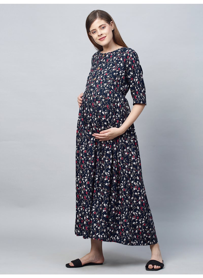 TUMMY Women's Rayon Maternity & Nursing Dress