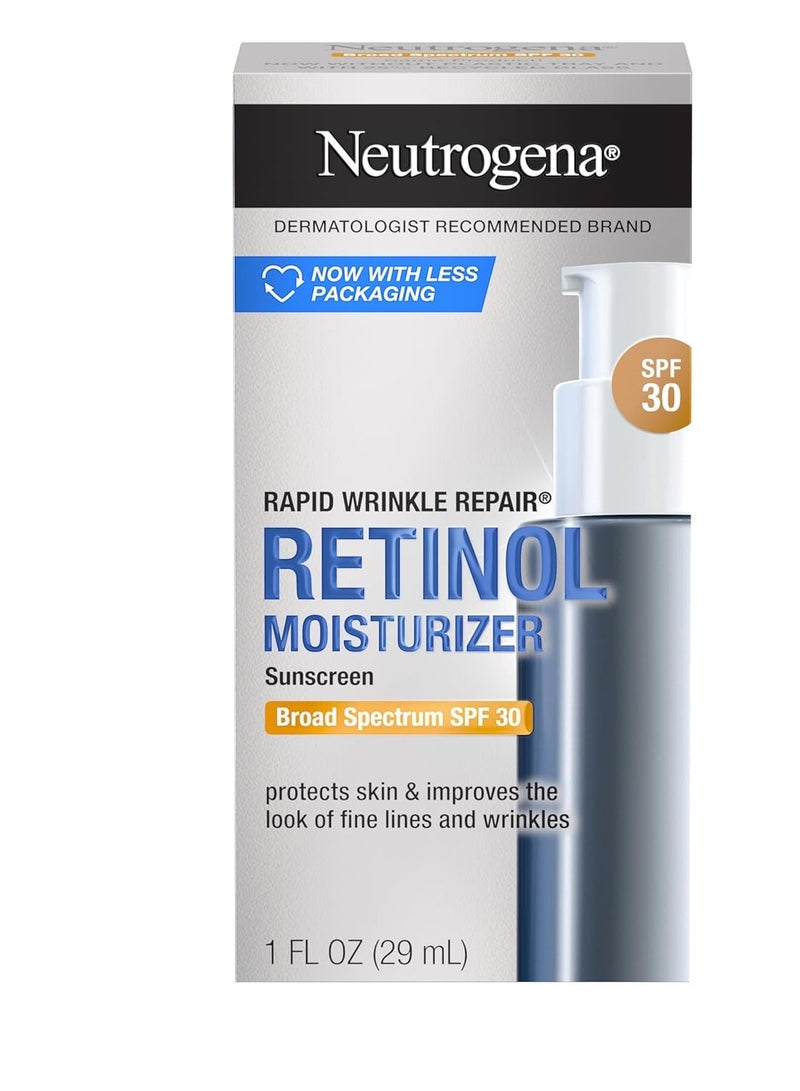 Retinol Face Moisturizer, Rapid Wrinkle Repair with SPF 30 Sunscreen, Daily Anti-Aging Face Cream with Retinol & Hyaluronic Acid to Fight Fine Lines, Wrinkles, & Dark Spots 1 fl. oz.Fluid Ounce