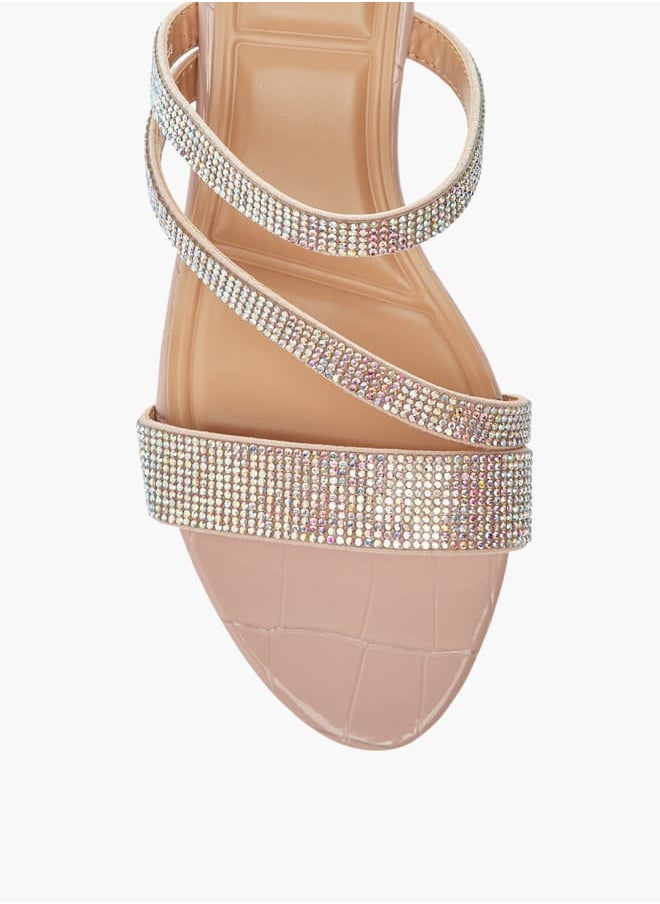 Womens Studded Slip-On Strap Sandals With Wedge Heels Ramadan Collection