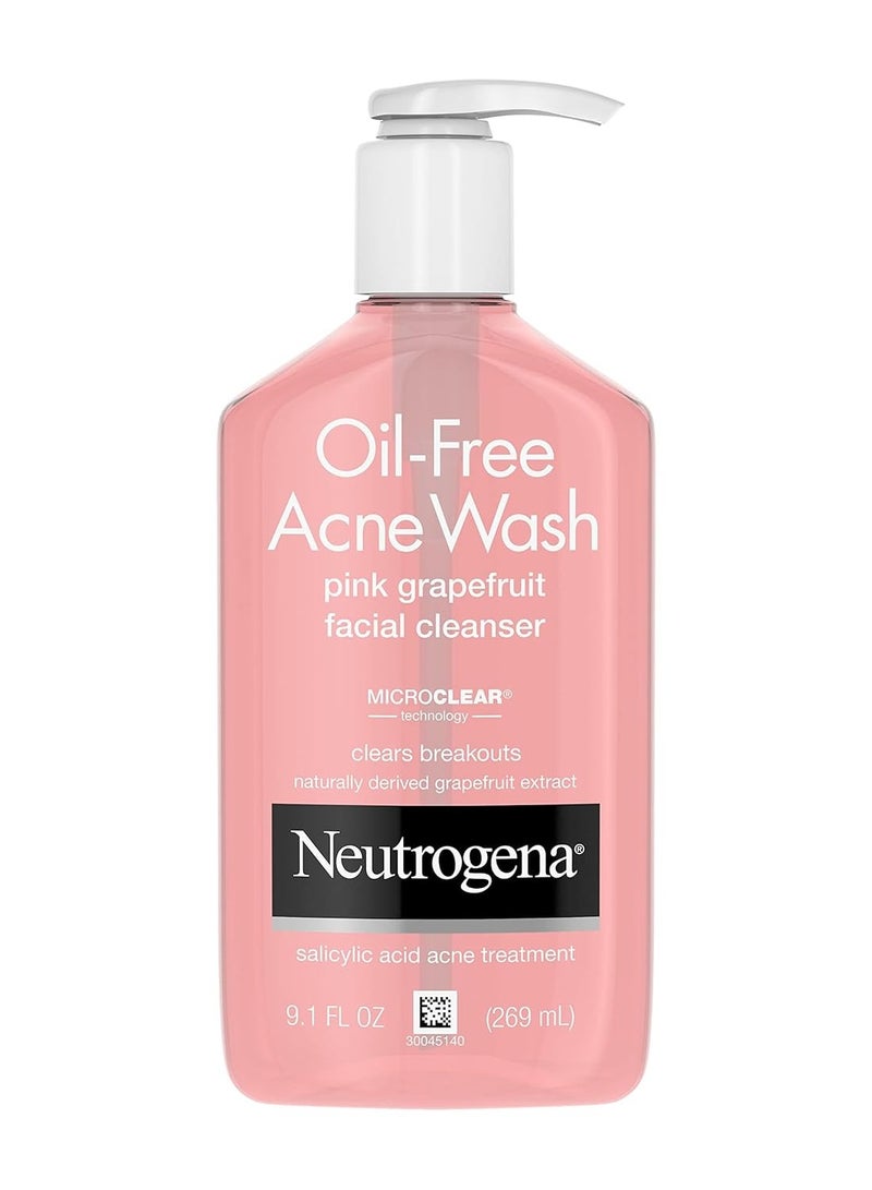 Oil-Free Salicylic Acid Pink Grapefruit Pore Cleansing Acne Wash and Facial Cleanser with Vitamin C 9.1Fluid Ounce