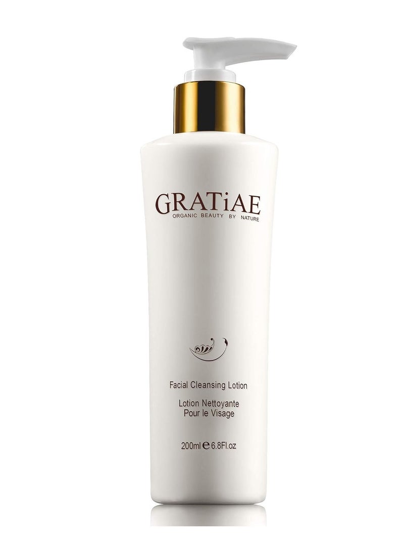Gratiae Organic facial cleansing lotion, face cleanser, cleansing milk face wash, ultra-hydrating, gentle face cleanser & make-up remover moisturizing hydrating gentle, non-drying deep clean 6.8fl oz