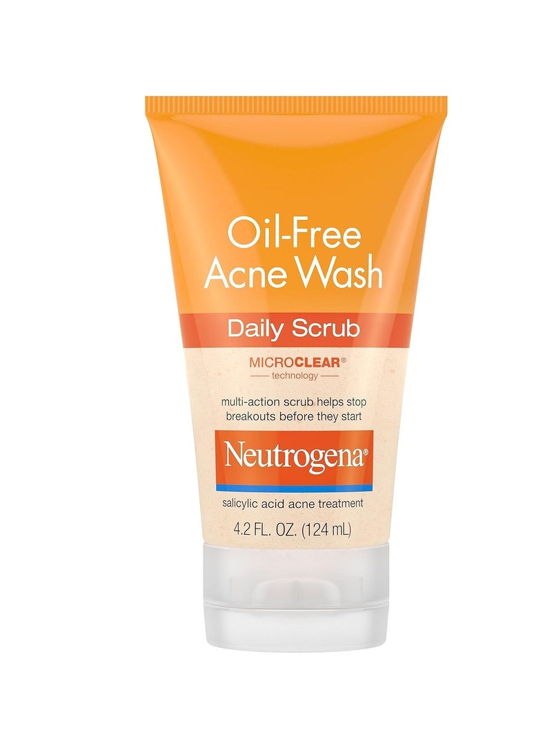 Oil-Free Acne Face Scrub, 2% Salicylic Acid Acne Treatment Medicine, Daily Face Wash to help Prevent Breakouts, Oil Free Exfoliating Facial Cleanser for Acne-Prone Skin 4.2Fluid Ounce