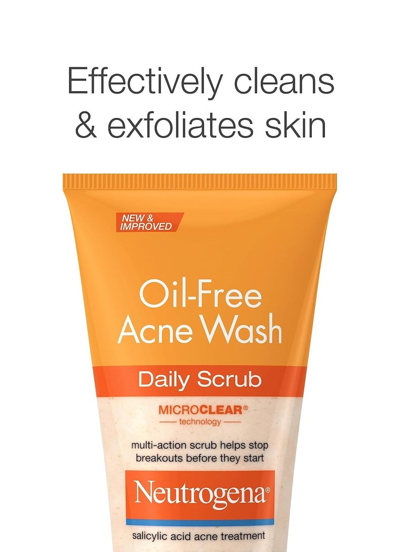 Oil-Free Acne Face Scrub, 2% Salicylic Acid Acne Treatment Medicine, Daily Face Wash to help Prevent Breakouts, Oil Free Exfoliating Facial Cleanser for Acne-Prone Skin 4.2Fluid Ounce