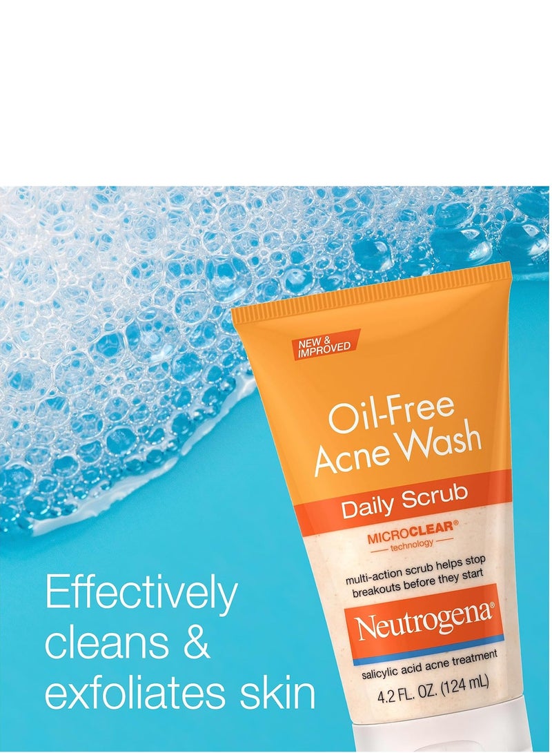 Oil-Free Acne Face Scrub, 2% Salicylic Acid Acne Treatment Medicine, Daily Face Wash to help Prevent Breakouts, Oil Free Exfoliating Facial Cleanser for Acne-Prone Skin 4.2Fluid Ounce