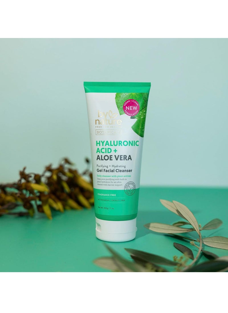 By Nature Hyaluronic Acid + Aloe Vera Facial Cleanser to Hydrate & Brighten Your Skin - Skincare from New Zealand - Premium Face Cleanser - 7oz