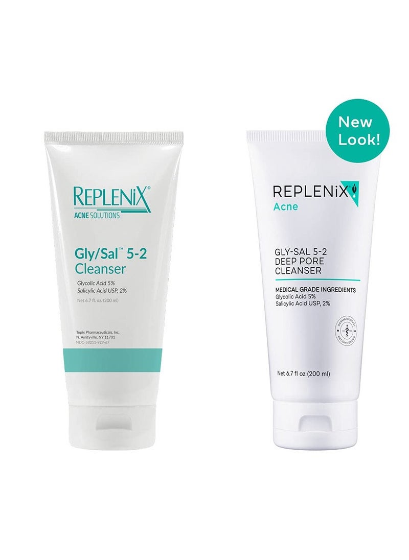 Replenix Gly-Sal Deep Pore Facial Cleanser, Medical-Grade 5% Glycolic & 2% Salicylic Acid Oil-Free Face Wash for Acne-Prone Skin (6.7 fl. oz)
