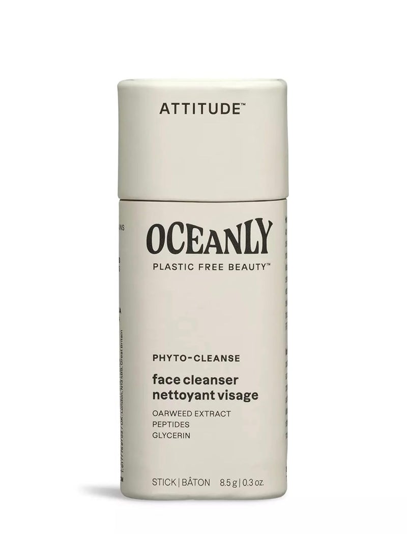 ATTITUDE Oceanly Face Cleanser Stick, EWG Verified, Plastic-free, Plant and Mineral-Based Ingredients, Vegan and Cruelty-free Beauty Products, PHYTO CLEANSE, Unscented, 0.3 Ounce