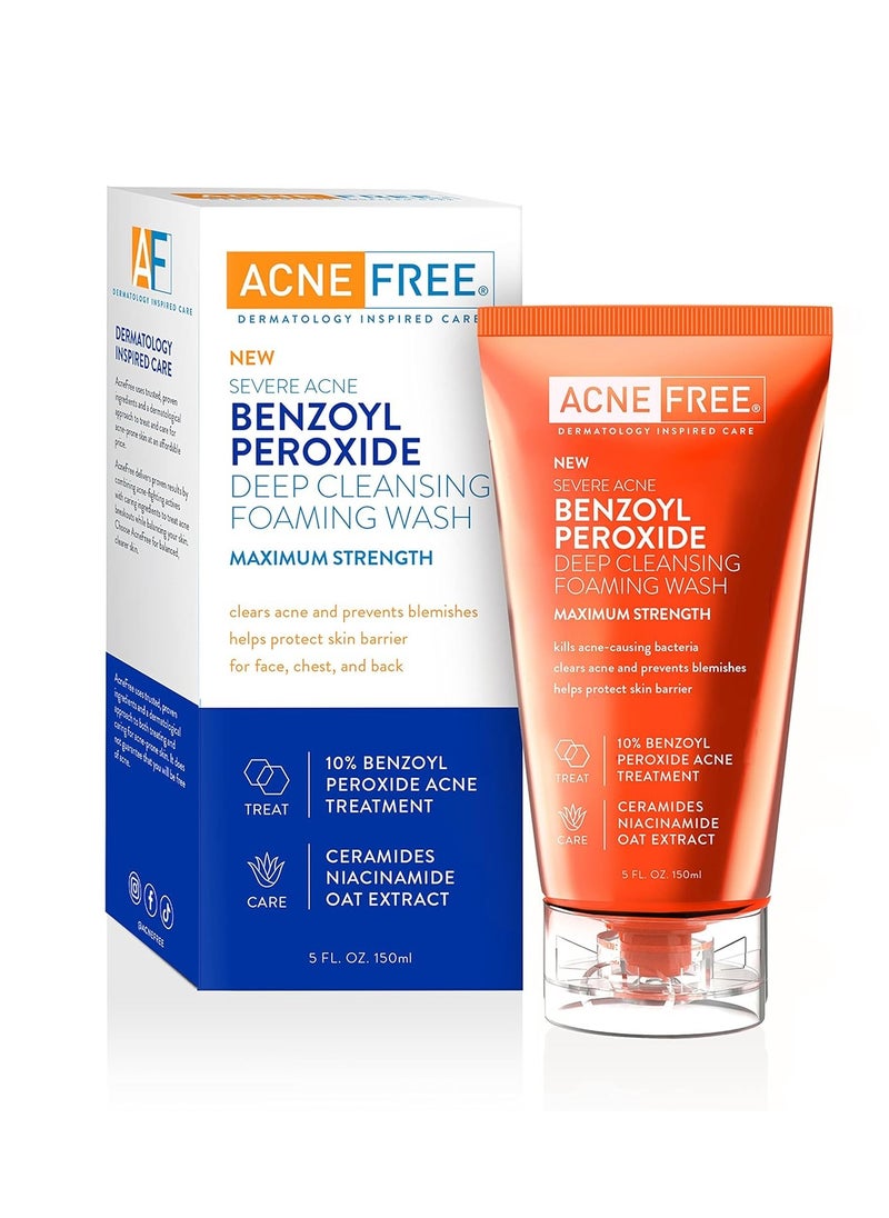 AcneFree Severe Acne 10% Benzoyl Peroxide Foaming Cleansing Wash, 5 Ounce