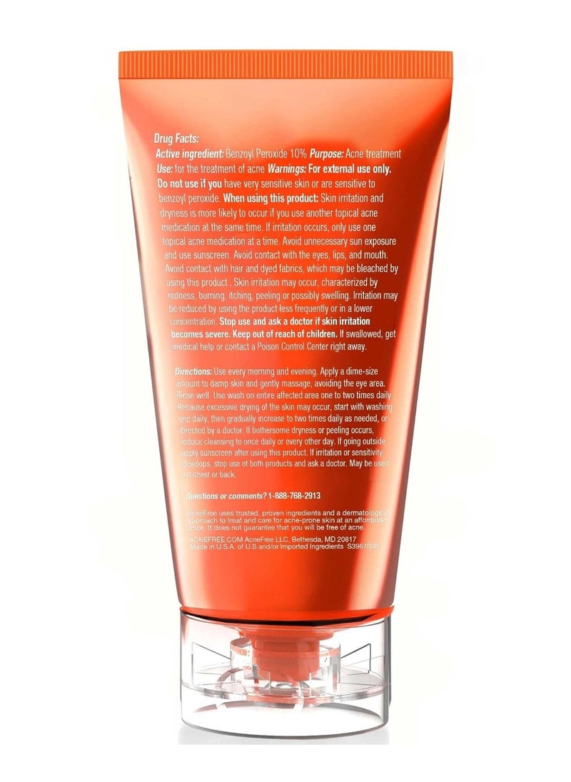 AcneFree Severe Acne 10% Benzoyl Peroxide Foaming Cleansing Wash, 5 Ounce