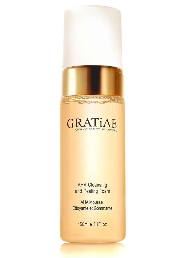 Gratiae organics, AHA Cleansing and Peeling Foam face wash, non-drying facial cleanser for sensitive, acne & allergy prone and all Skin Types, facial cleanser. 5.1 Fl. Oz