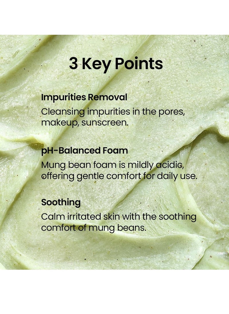beplain Mung Bean pH-Balanced Cleansing Foam | Hydrating & Gentle Face Clenser for All Skin Types | Makeup Remover | Korean Skin Care | Fragrance-Free | Non-comedogenic tested (2.7fl.oz/80ml)