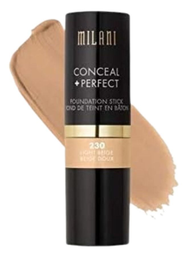 Milani Conceal + Perfect Foundation Stick - 230 Light Beige (0.46 Ounce) Vegan, Cruelty-Free Cream Foundation - Cover Under-Eye Circles, Blemishes & Skin Discoloration for a Flawless Finish