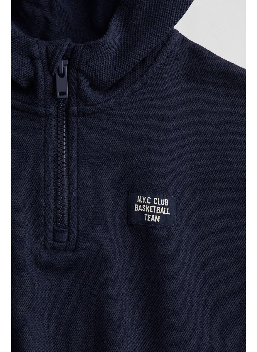 Zip-Top Piqué Hoodie