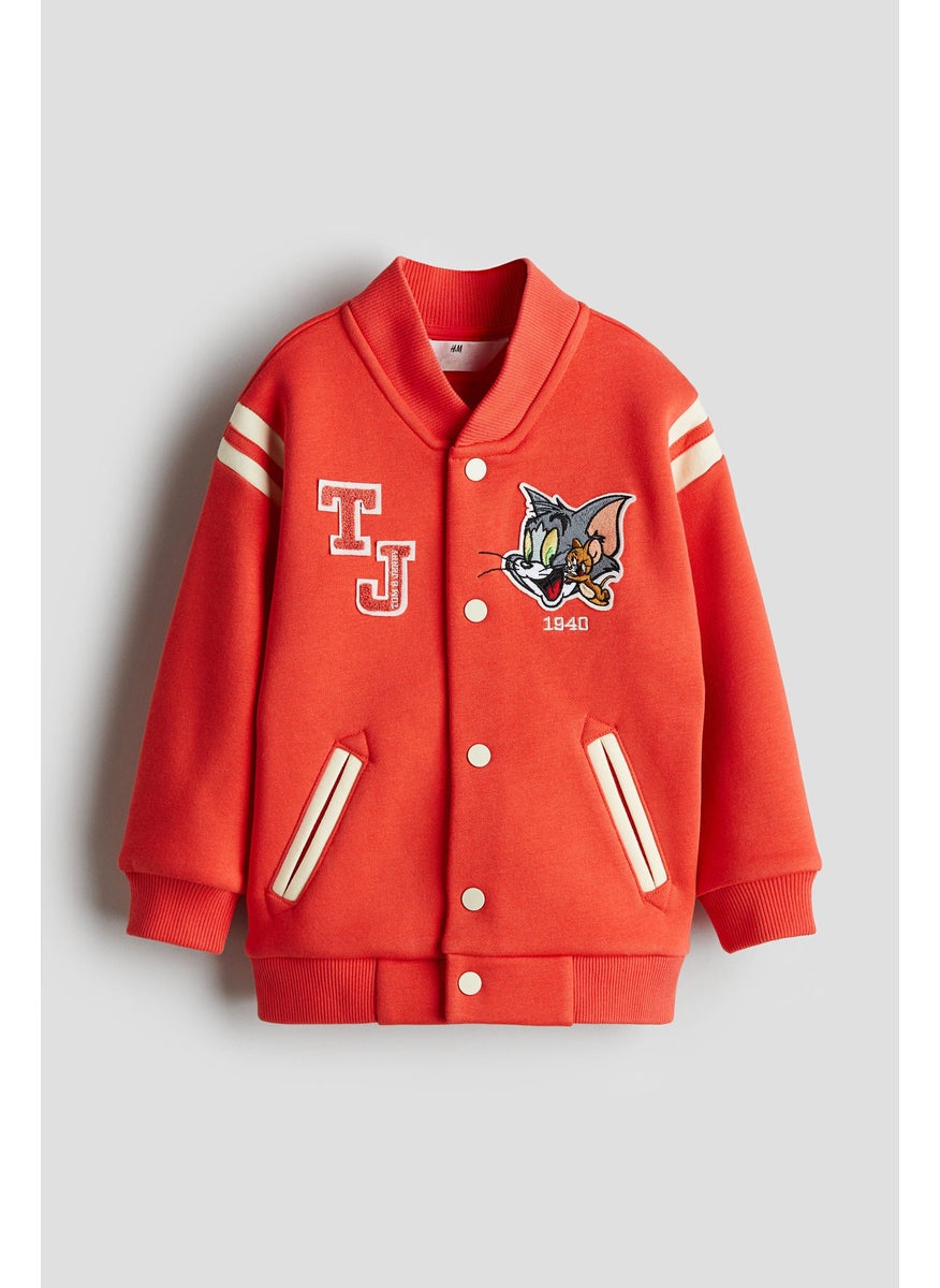 Appliquéd Baseball Jacket