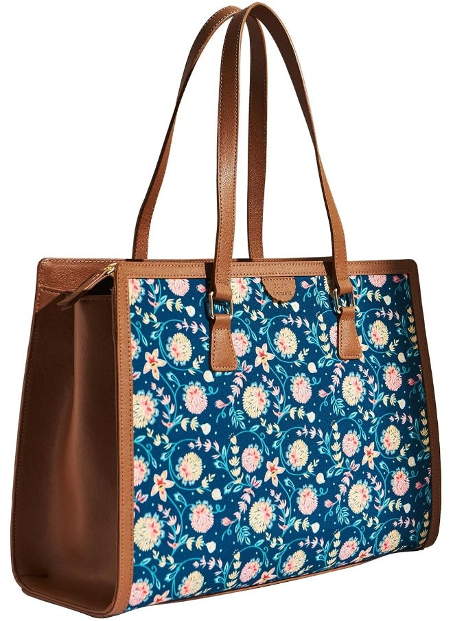 TEAL BY CHUMBAK Blue Bloom Office Tote, Blue, One Size