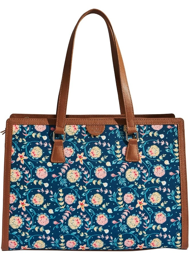 TEAL BY CHUMBAK Blue Bloom Office Tote, Blue, One Size