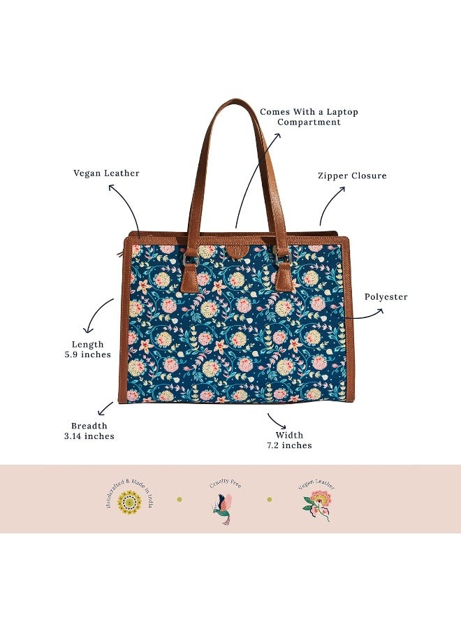 TEAL BY CHUMBAK Blue Bloom Office Tote, Blue, One Size