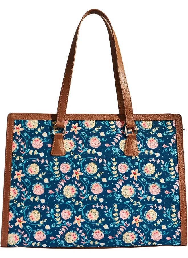 TEAL BY CHUMBAK Blue Bloom Office Tote, Blue, One Size