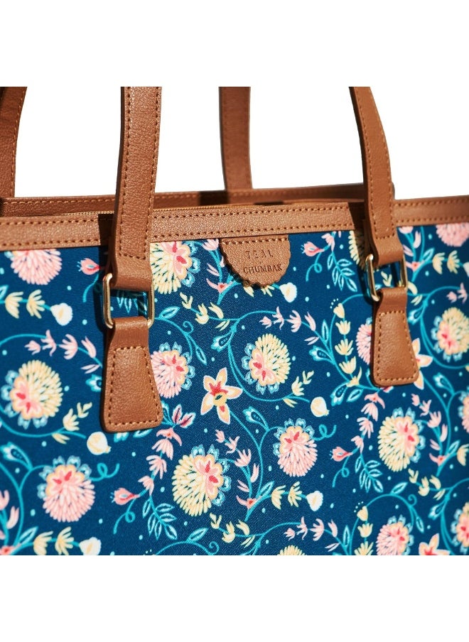 TEAL BY CHUMBAK Blue Bloom Office Tote, Blue, One Size