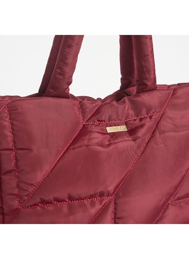 Chumbak Quilted Puffer Tote - Maroon | Tote Bags for Women Quilted Tote Handle Large Capacity | Hobo Quilted Padding Tote Bag