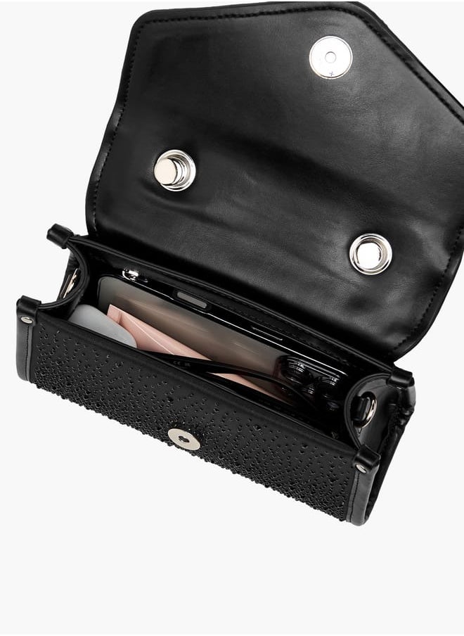 Women's Embellished Satchel Bag with Top Handle and Detachable Strap