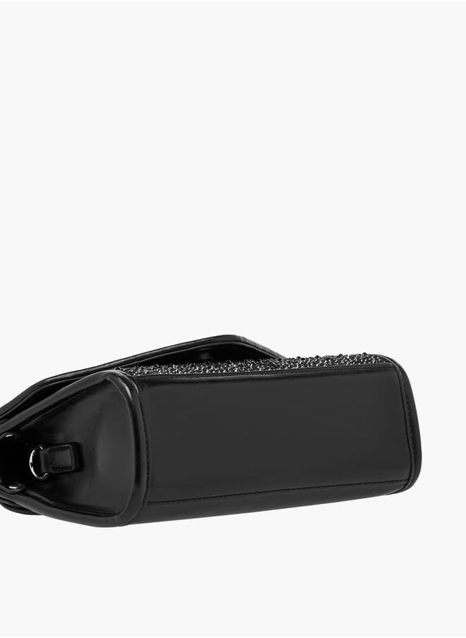 Women's Embellished Satchel Bag with Top Handle and Detachable Strap