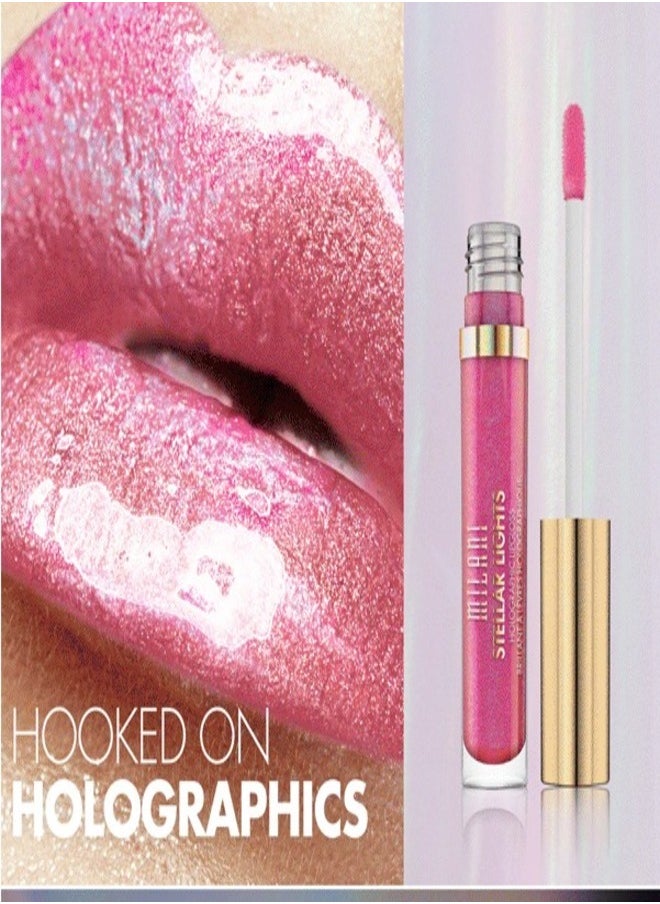 Milani Stellar Lights Holographic Lip Gloss #04 Prismatic Pink – High-Shine, Multi-Dimensional Finish | Lightweight, Non-Sticky Formula | 6ml