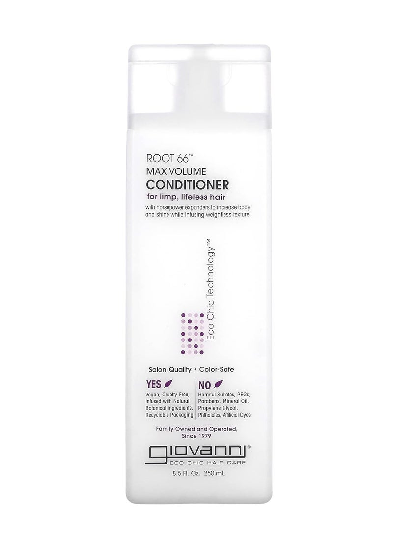 Root 66 Max Volume Conditioner - Giovanni Conditioner, Moisture Hair Conditioner for Women & Men, Moisturizing with Natural Ingredients for Damaged Hair, Sulfate Free - 8.5 Fl Oz (Pack of 1) 8.5 Fl Oz