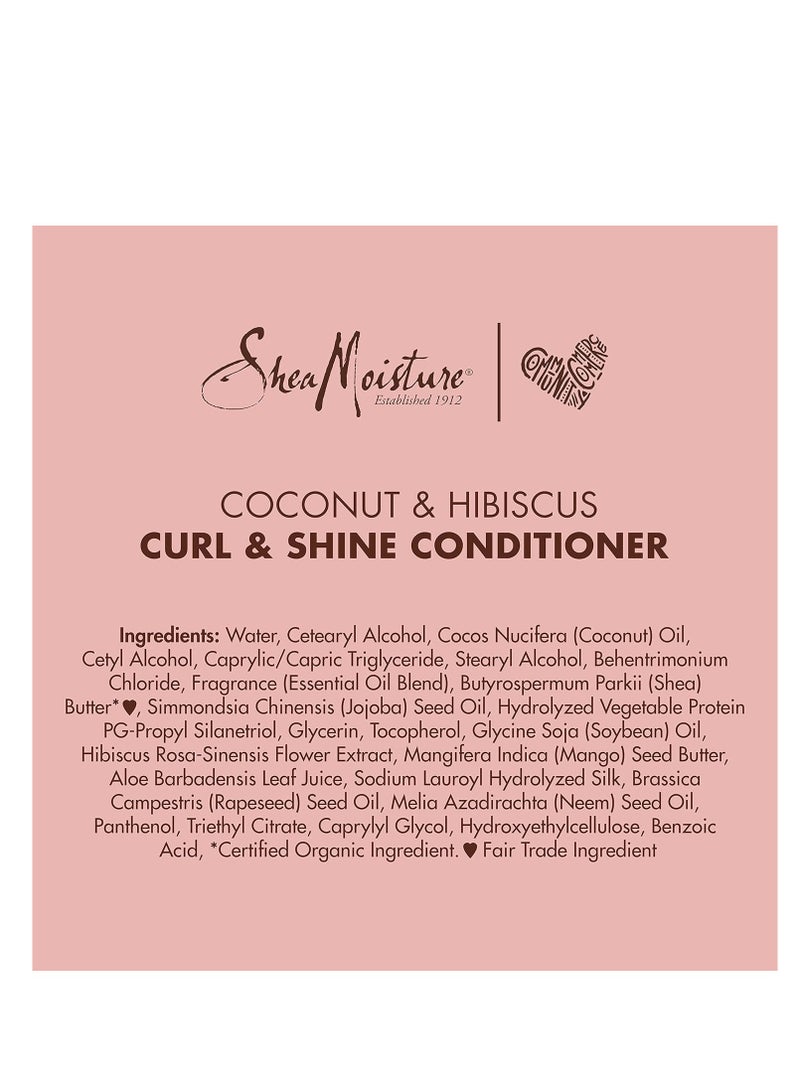 Curl and Shine Conditioner For Thick, Curly Hair Coconut and Hibiscus Sulfate Free 13 Fl Oz (Pack of 2)