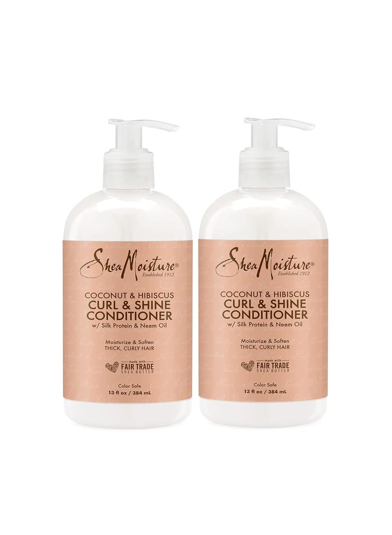 Curl and Shine Conditioner For Thick, Curly Hair Coconut and Hibiscus Sulfate Free 13 Fl Oz (Pack of 2)