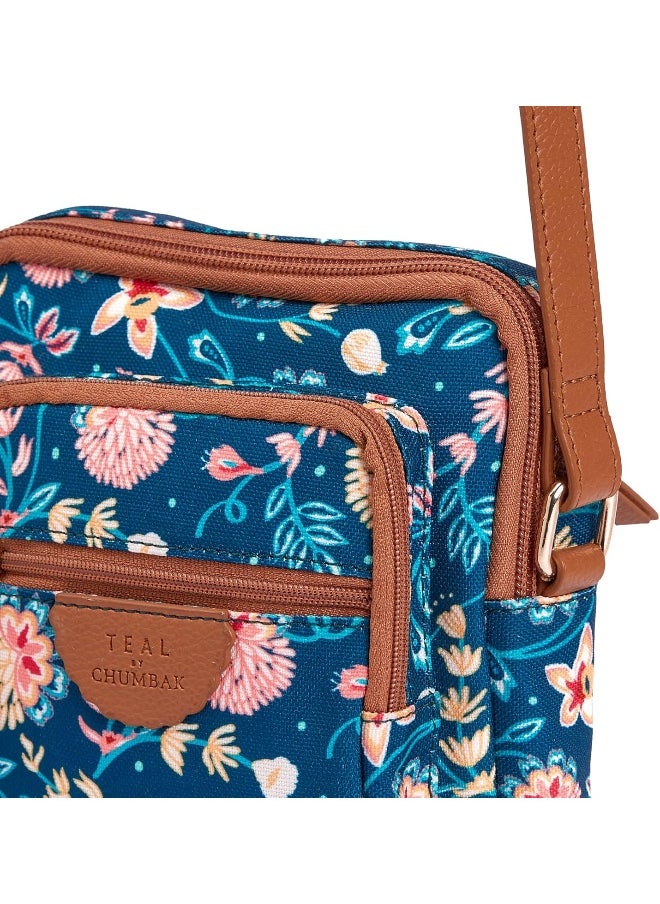 TEAL BY CHUMBAK Blue Bloom Women's Wallet Sling Bag - Blue Floral