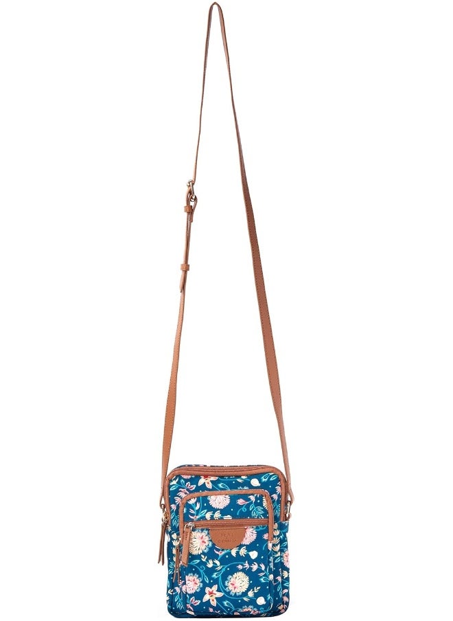 TEAL BY CHUMBAK Blue Bloom Women's Wallet Sling Bag - Blue Floral