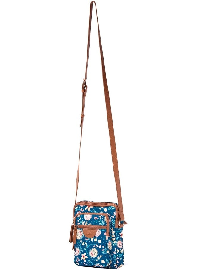 TEAL BY CHUMBAK Blue Bloom Women's Wallet Sling Bag - Blue Floral