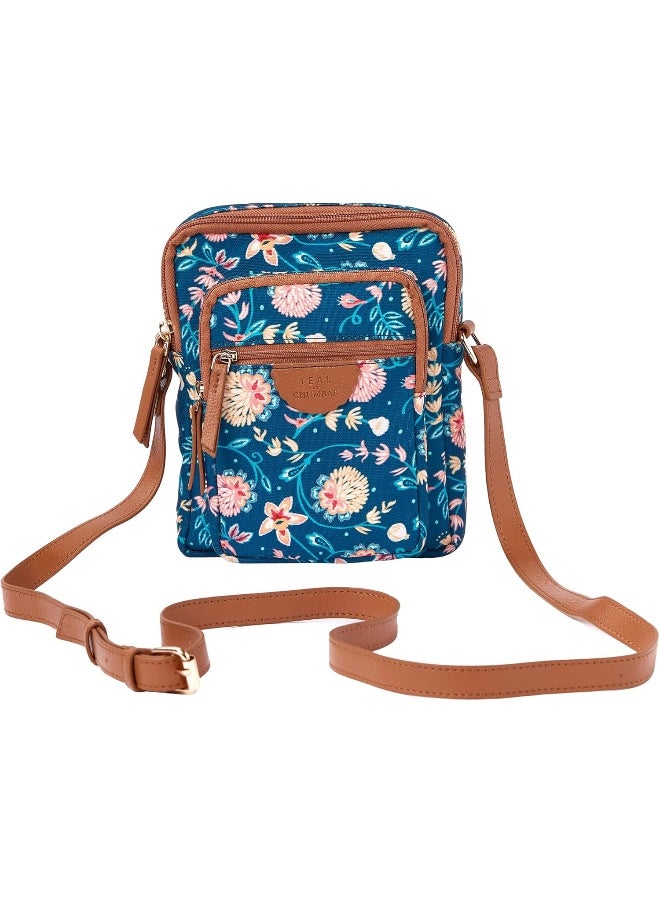 TEAL BY CHUMBAK Blue Bloom Women's Wallet Sling Bag - Blue Floral