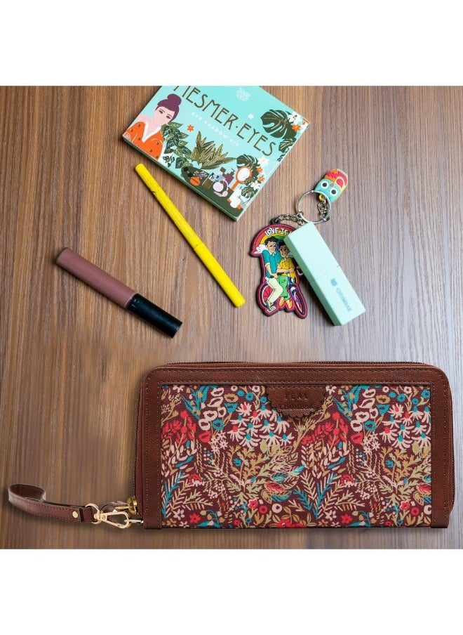 TEAL BY CHUMBAK Rainforest Long Wallet, Brown, Rainforest