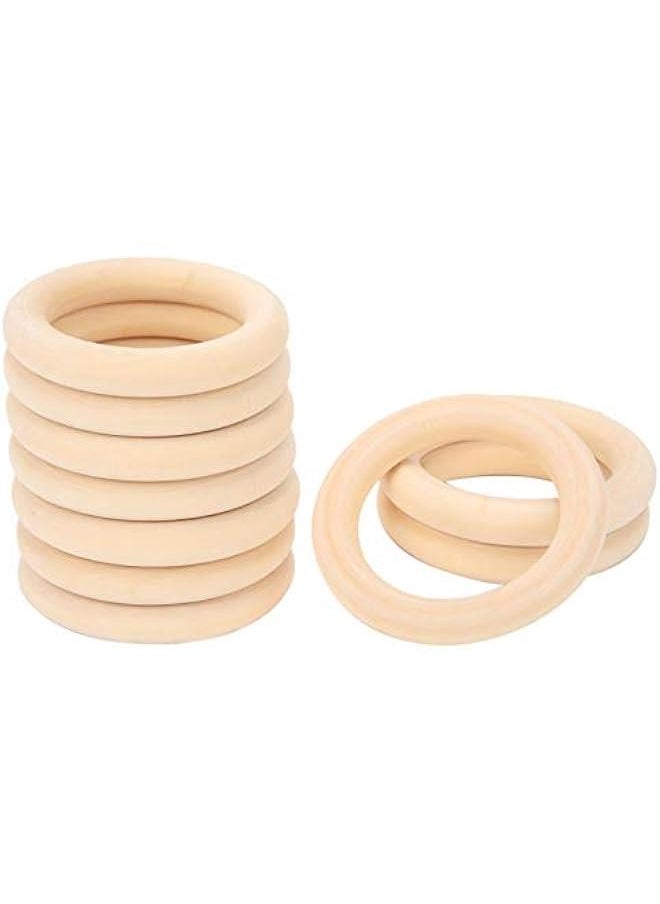 10Pcs Wood Teething Rings, 65mm Baby Unfinished Wood Circles Without Paint, Smooths Wood Circles for Crafts DIY Teething Ring, Jewelry Pendant Connectors (Wood Color-65mm)