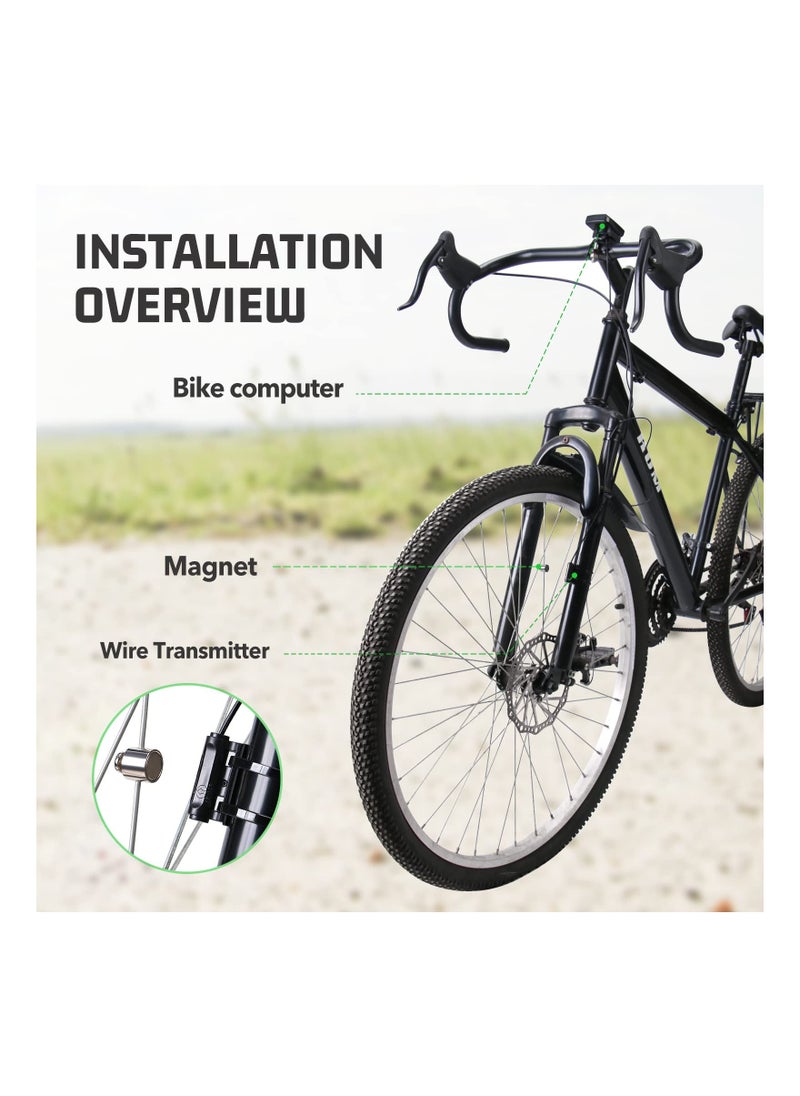 Wired Bike Computer, MPH KM/H Bicycle Computer, Digital LCD Backlight Display Bike Speedometer, Waterproof Cycling Computers Odometer, Multifunctional Automatic Wake-up Odometer for Bike