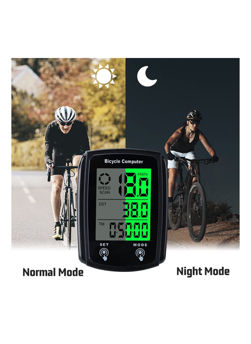 Wired Bike Computer, MPH KM/H Bicycle Computer, Digital LCD Backlight Display Bike Speedometer, Waterproof Cycling Computers Odometer, Multifunctional Automatic Wake-up Odometer for Bike