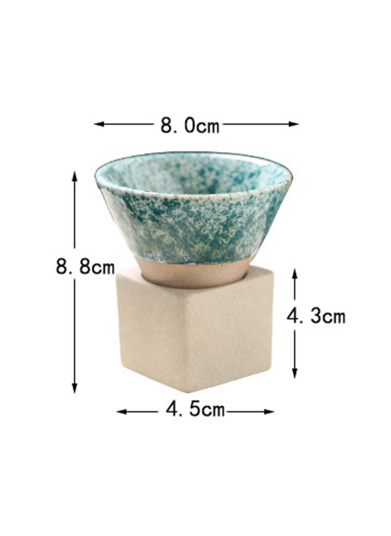 Tea Cups for Cooking Around The Stove, Japanese Stoneware Tea Cups, Cross-Border Hot-Selling Ceramic Mugs, Retro Water Cups, Cone-Shaped Coffee Cups (100ml-Light Green)