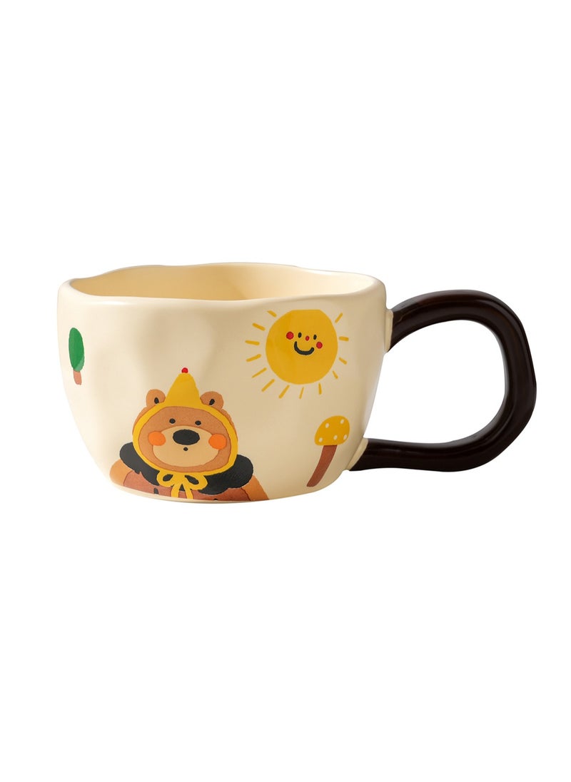 Coffee Cup Milk Yellow Happy Bear Series Cute Cartoon Bear Cup Ceramic Cup Home Coffee Water Cup Breakfast Cup Tea Set (Brown Sun)