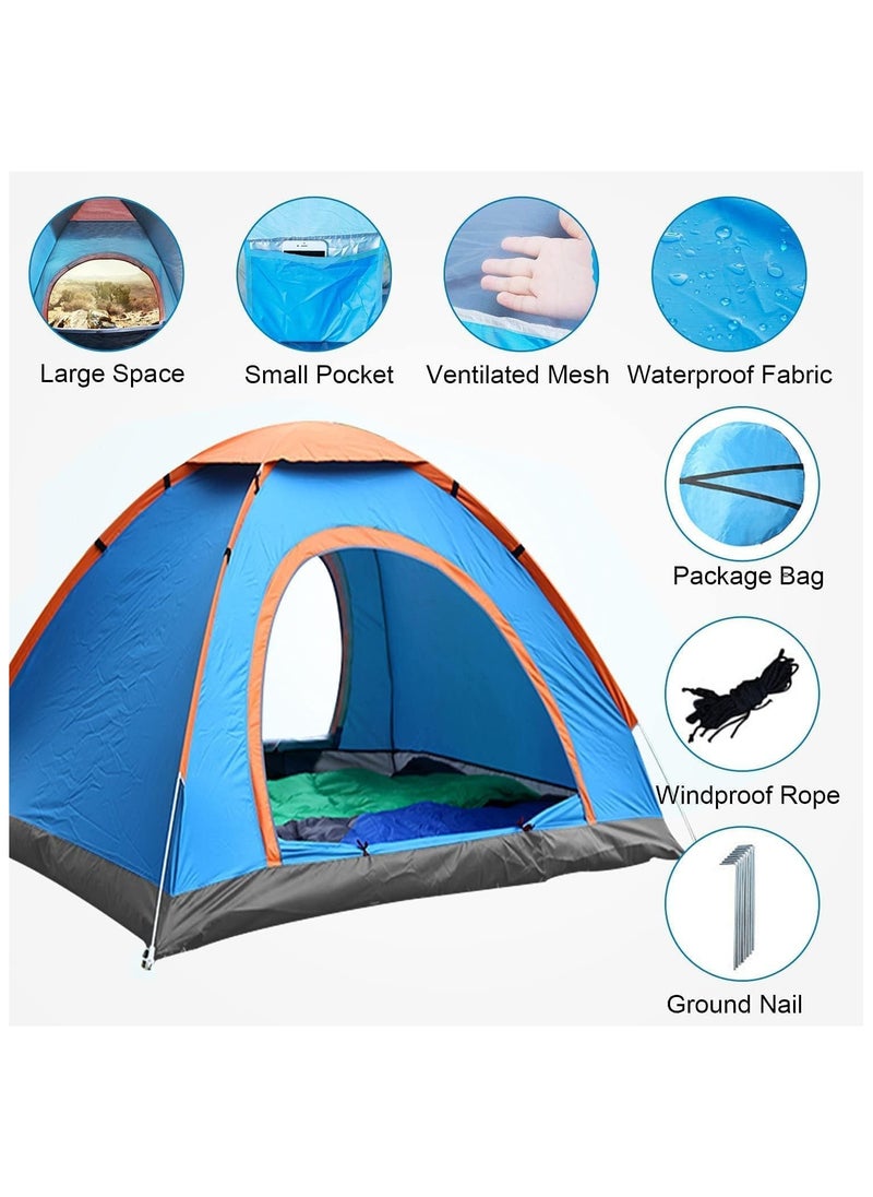 2-4 Person Pop Up Camping Tent, Waterproof Family Dome Tent, Instant Setup Portable Cabin Shelter, Lightweight Sunshade for Beach, Picnic, Sports, and Backpacking Travel, Camping Tent 200X200 N/W