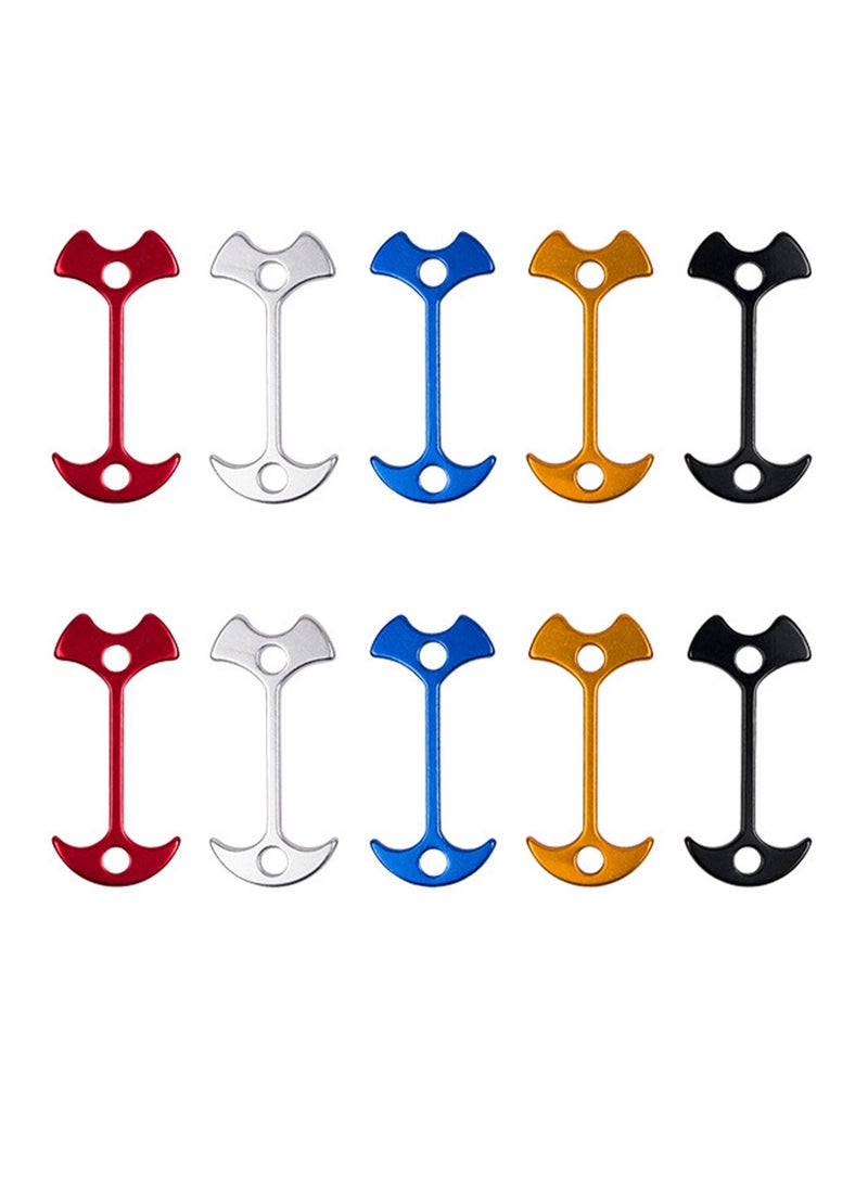 10Pcs Outdoor Fishbone Anchor Tent Pegs Rope Buckle Awning Deck Fixed Nails Tent Hooks (Random Color)