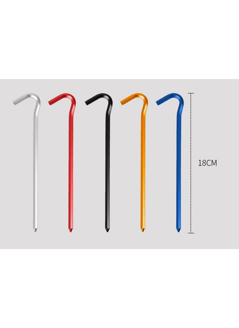 10pcs Tent Stakes Pegs Ground Nails For Camping Awning Spikes Hook Garden Stakes Ground Hammock Wind Rope Awning Canopy（Random Color）