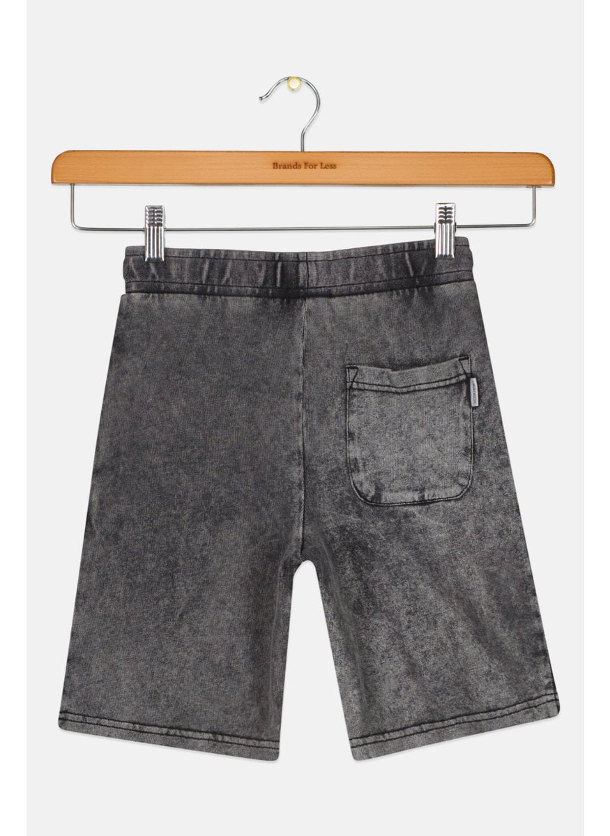 Kids Boy Brand Logo Basic Short, Washed Grey