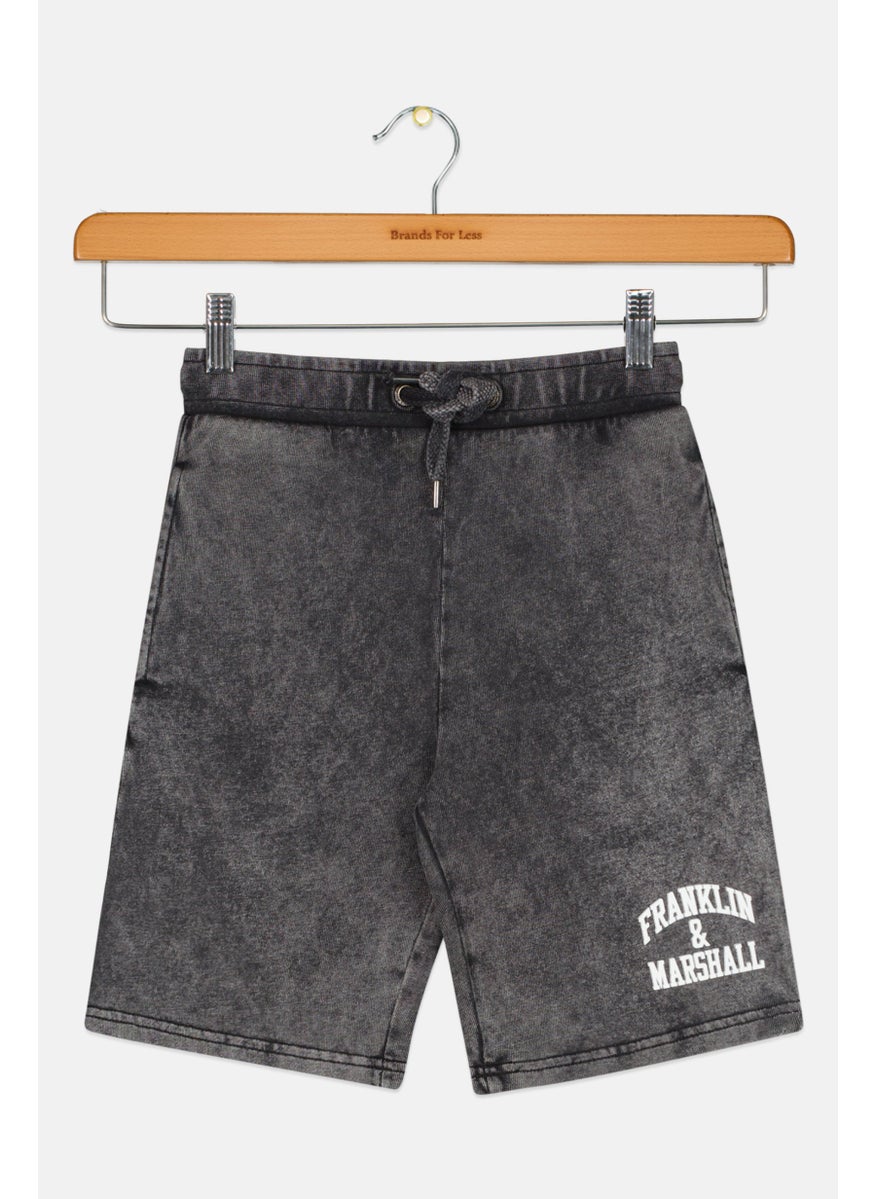 Kids Boy Brand Logo Basic Short, Washed Grey