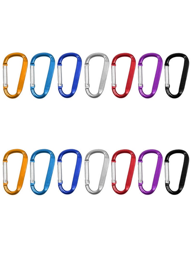 14 Pack D-Ring Buckle Clip Keychain Carabiner Mountaineering Keychains For Camping Hiking Outdoor Travel Back Packing Hanging Etc. Not For Rock Climbing （Random Color）