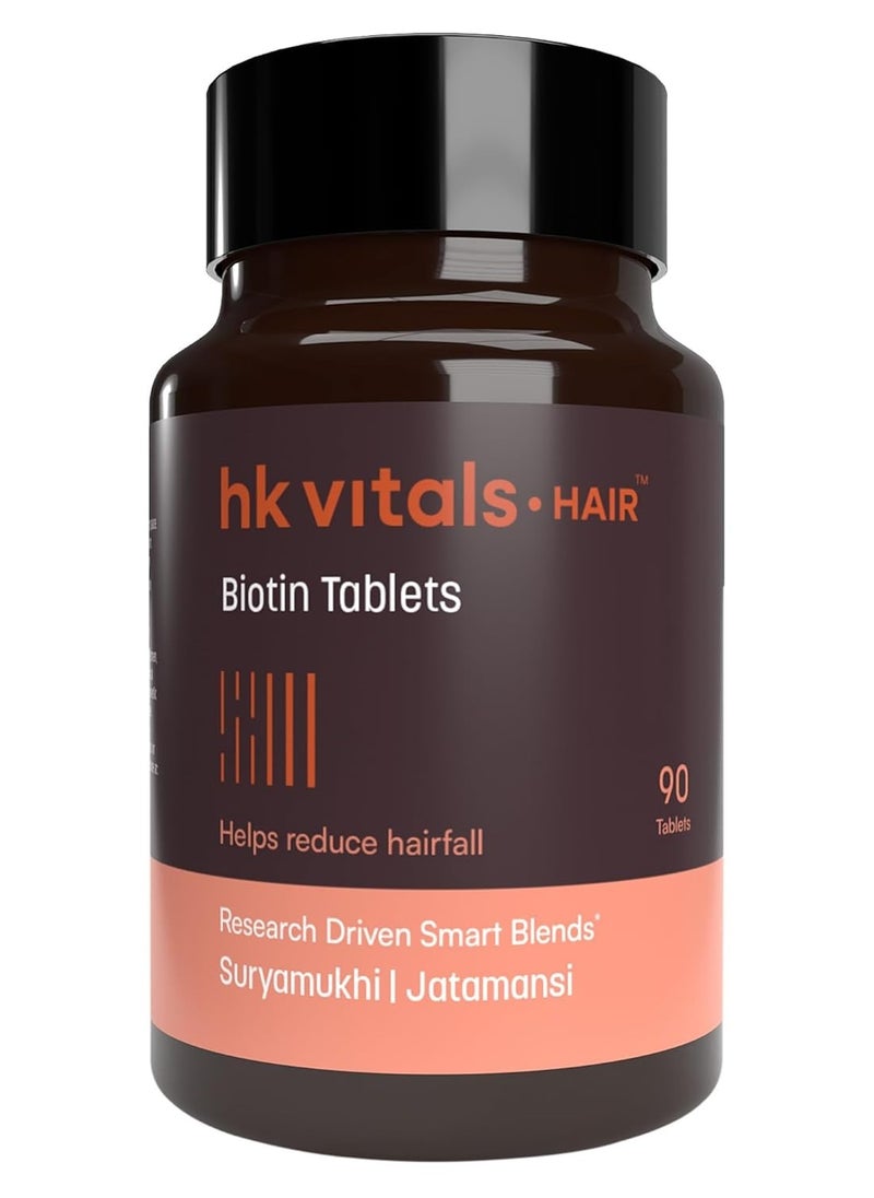 hk vitals Biotin (90 Tablets) Supplement for Hair Growth, Strong Hair and Glowing Skin, Fights Nail Brittleness