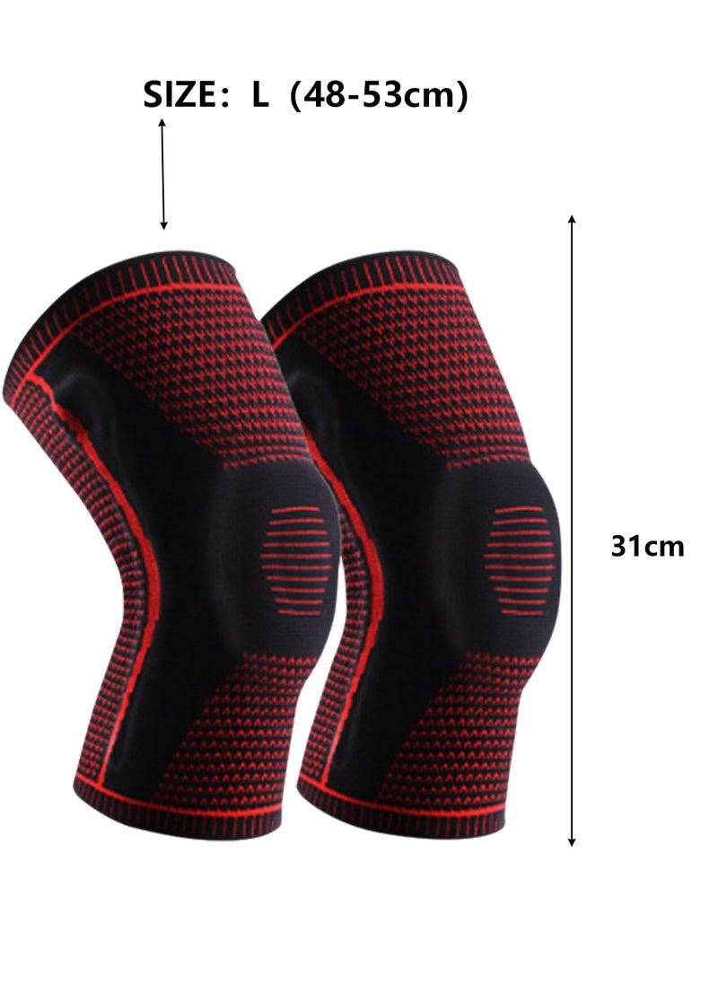 Outdoor Sports Supplies Single Pack Sports Knee Pads Men's Silicone Protectors (2166Red and Black Size L)